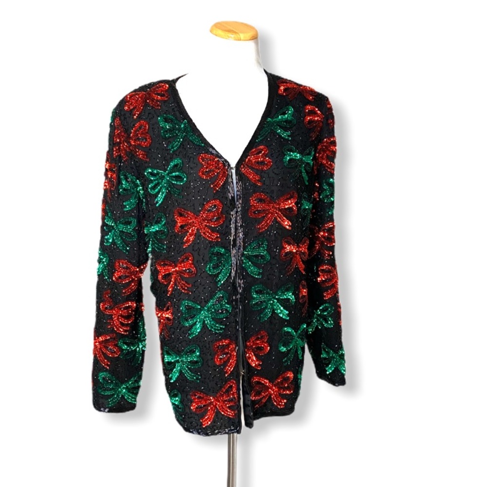 Laurence  Kazar Sequin  & Silk  Holiday Jacket - Picture 6 of 13